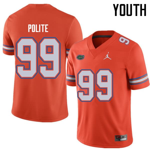 Youth NCAA Florida Gators Jachai Polite #99 Stitched Authentic Jordan Brand Orange College Football Jersey GMP0065LB